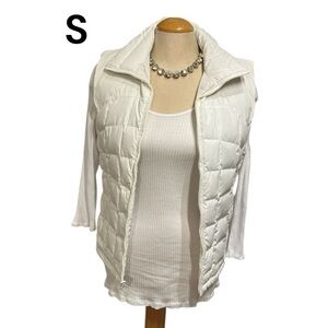 COLUMBIA Womens White Down Vest Size Small Zip Up 2 Pockets Quilted